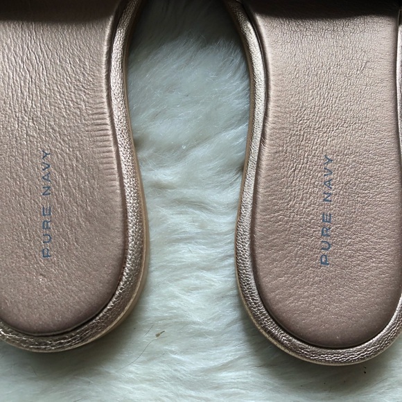 NEW Pure Navy Leather Slides Size 9 - Picture 3 of 5